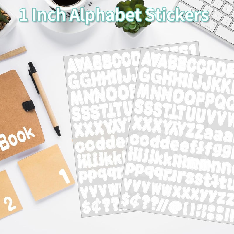 starboling Alphabet Stickers - 1''Inch 12 Sheets White Self Adhesive Vinyl Letter Stickers for Mailbox Numbers, Bulletin Boards, Classroom & Home Decor - Image 4